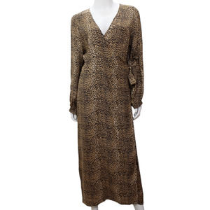 Emerson Fry Juliette Dress Midi Little Cheetah Silk Leopard Wrap